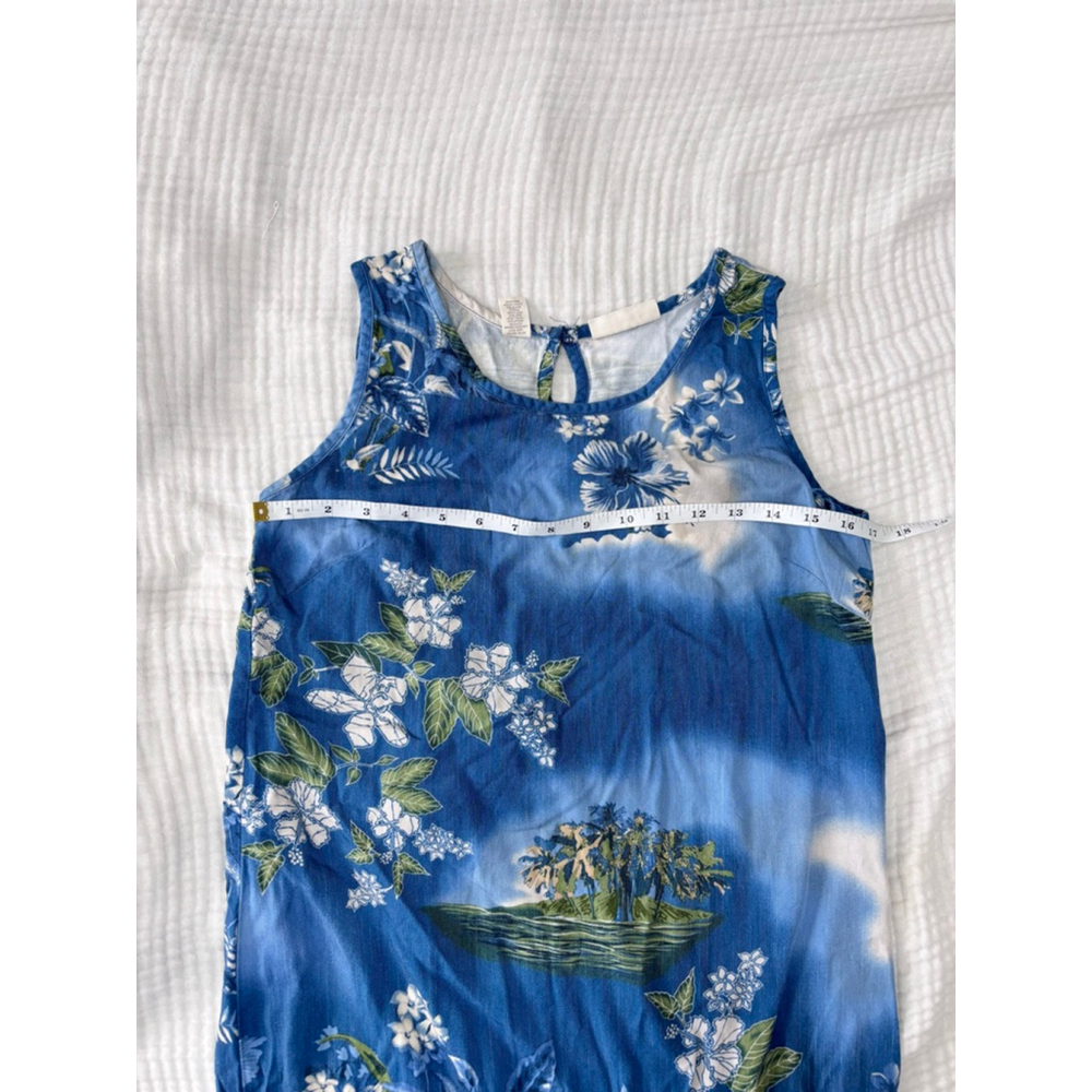 Women's Marsh Landing Blue & White Tropical Floral Maxi Dress S Rayon - Picture 6 of 12